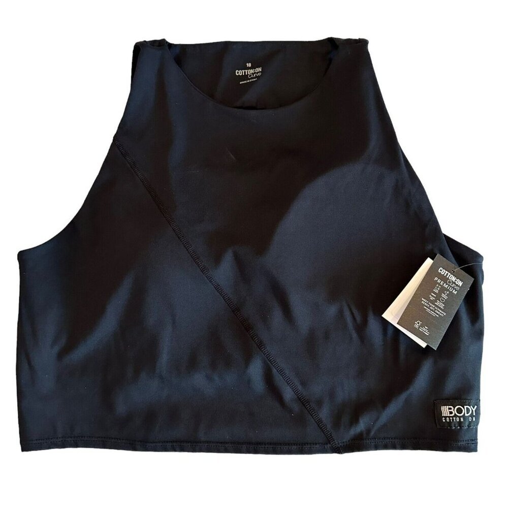 Cotton On Womens Size 14 (US) Black Vestlette Top Cut Out‎ Back Crew Neck NWT